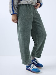 Washed Green Barrel Leg Soft Cord Trousers - Image 3 of 5