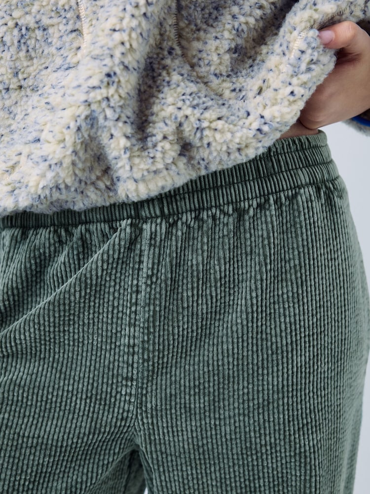 Washed Green Barrel Leg Soft Cord Trousers - Image 5 of 5 Washed Green Barrel Leg Soft Cord Trousers - Image 5 of 5