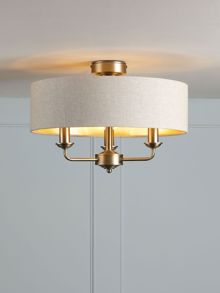 Laura Ashley Brass Sorrento Flush Fitting Ceiling Light - Image 1 of 6