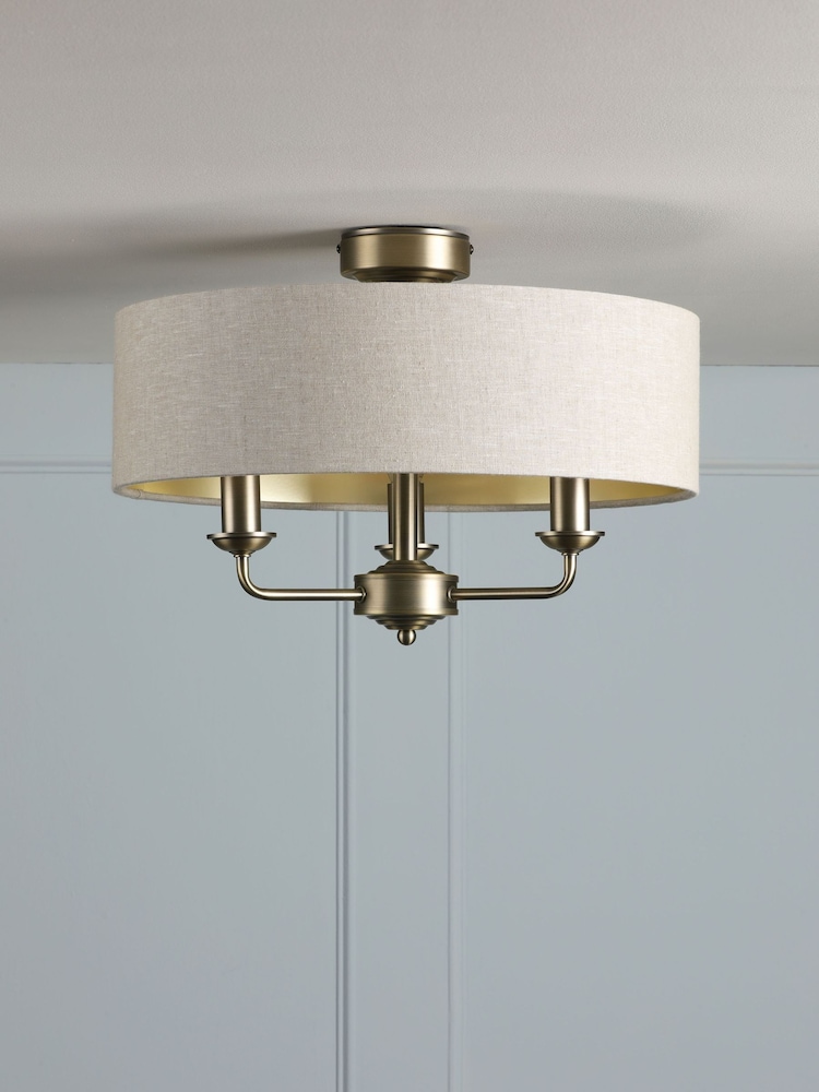 Laura Ashley Brass Sorrento Flush Fitting Ceiling Light - Image 2 of 6