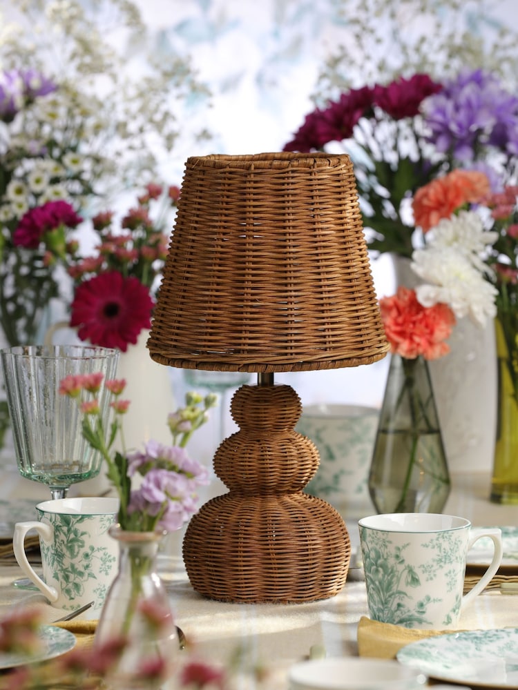 Laura Ashley Natural Brown Hasfield Rattan Rechargeable Table Lamp - Image 2 of 6 Laura Ashley Natural Brown Hasfield Rattan Rechargeable Table Lamp - Image 2 of 6