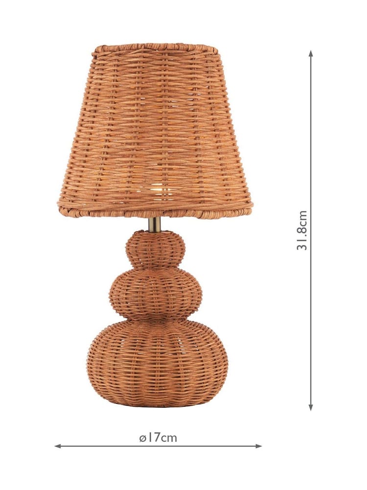 Laura Ashley Natural Brown Hasfield Rattan Rechargeable Table Lamp - Image 6 of 6 Laura Ashley Natural Brown Hasfield Rattan Rechargeable Table Lamp - Image 6 of 6
