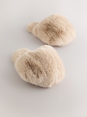 Marrón caramelo - Pantuflas voluminosas de piel sintética - Imagen 1 de 5