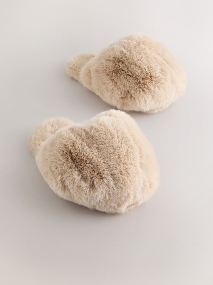 Marrón caramelo - Pantuflas voluminosas de piel sintética - Imagen 1 de 5 Marrón caramelo - Pantuflas voluminosas de piel sintética - Imagen 1 de 5