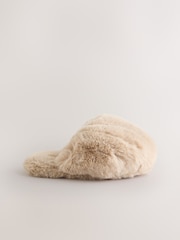 Marrón caramelo - Pantuflas voluminosas de piel sintética - Imagen 2 de 5