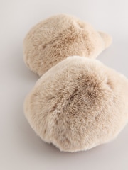Marrón caramelo - Pantuflas voluminosas de piel sintética - Imagen 3 de 5