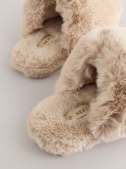 Marrón caramelo - Pantuflas voluminosas de piel sintética - Imagen 4 de 5