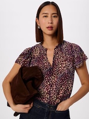 Whistles Purple Orchid Print Dobby Top - Image 1 of 5