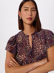 Whistles Purple Orchid Print Dobby Top - Image 3 of 5