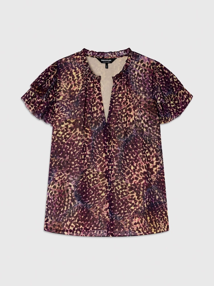Whistles Purple Orchid Print Dobby Top - Image 5 of 5