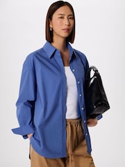 Whistles Blue Oversized Cotton Poplin Top - Image 3 of 5