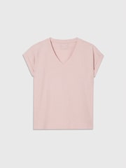 Whistles Pink Willa V-Neck Cap Sleeve T-Shirt - Image 5 of 5
