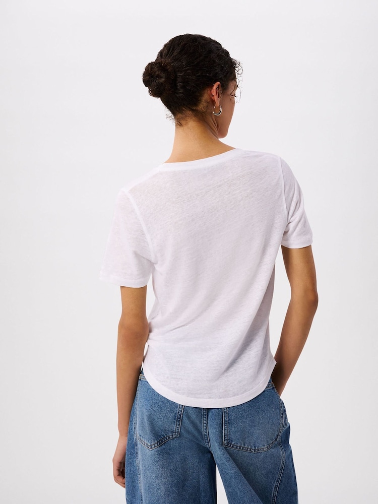 Whistles White Linen V-Neck T-Shirt - Image 2 of 5