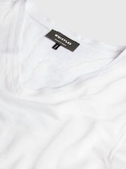 Whistles White Linen V-Neck T-Shirt - Image 5 of 5