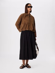 Whistles Black Tier Hem Cotton Skirt - Image 3 of 5