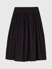 Whistles Black Tier Hem Cotton Skirt - Image 5 of 5