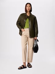 Whistles Green Willa V-Neck Cap Sleeve T-Shirt - Image 3 of 5