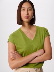Whistles Green Willa V-Neck Cap Sleeve T-Shirt - Image 4 of 5