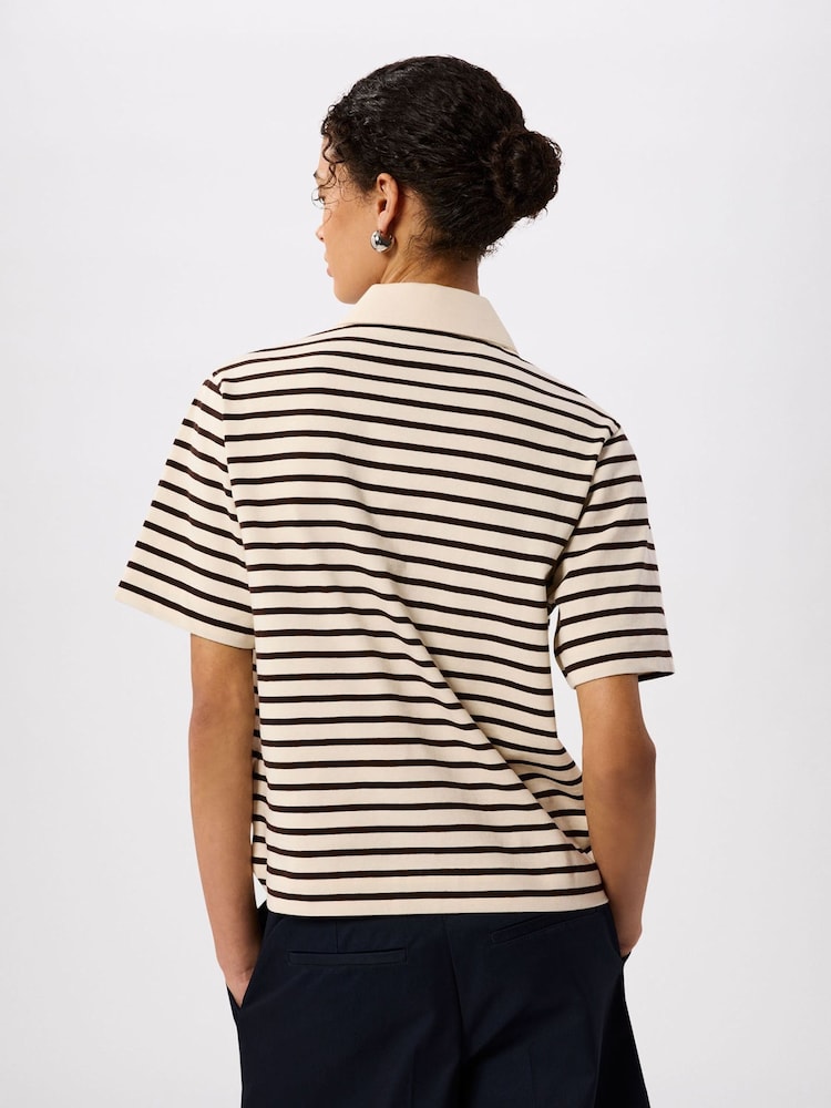 Whistles White Short Sleeve Stripe Polo Shirt - Image 2 of 5