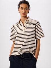 Whistles White Short Sleeve Stripe Polo Shirt - Image 3 of 5