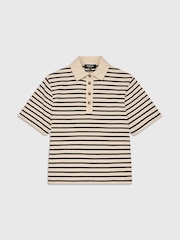 Whistles White Short Sleeve Stripe Polo Shirt - Image 5 of 5