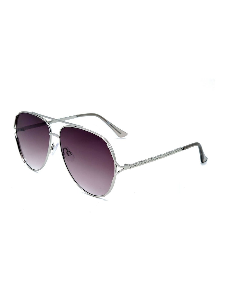 Storm Silver Metaneira Oversized Temple Detail Aviator Sunglasses - Image 2 of 2