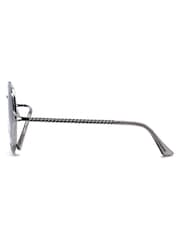 Storm Silver Metaneira Oversized Temple Detail Aviator Sunglasses - Image 3 of 4