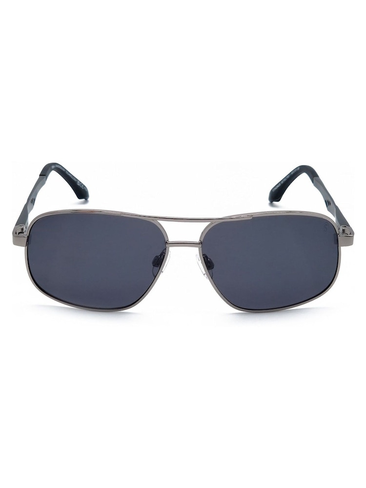 Storm Blue Tithones Polarised Temple Detail Aviator Sunglasses - Image 1 of 5 Storm Blue Tithones Polarised Temple Detail Aviator Sunglasses - Image 1 of 5