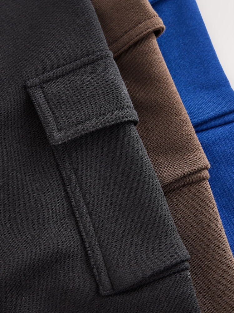 Black/Blue/Brown Slim Cargo Joggers 3 Pack (3-16yrs) - Image 7 of 7