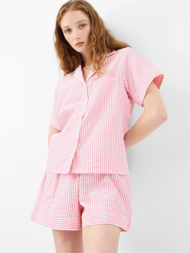 Accessorize, סט פיג'מה קצרה במרקם כיווצים עם פסים - תמונה 1 מתוך 4