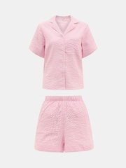 Accessorize, סט פיג'מה קצרה במרקם כיווצים עם פסים - תמונה 4 מתוך 4