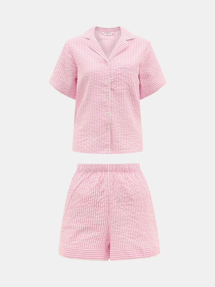 Accessorize, סט פיג'מה קצרה במרקם כיווצים עם פסים - תמונה 4 מתוך 4