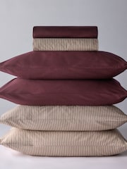 The Set Set of 2 Burgundy/Stripe Pillowcase and Fitted Sheet - Image 1 of 6