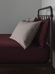 The Set Set of 2 Burgundy/Stripe Pillowcase and Fitted Sheet - Image 3 of 6