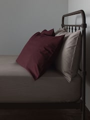 The Set Set of 2 Burgundy/Stripe Pillowcase and Fitted Sheet - Image 5 of 6