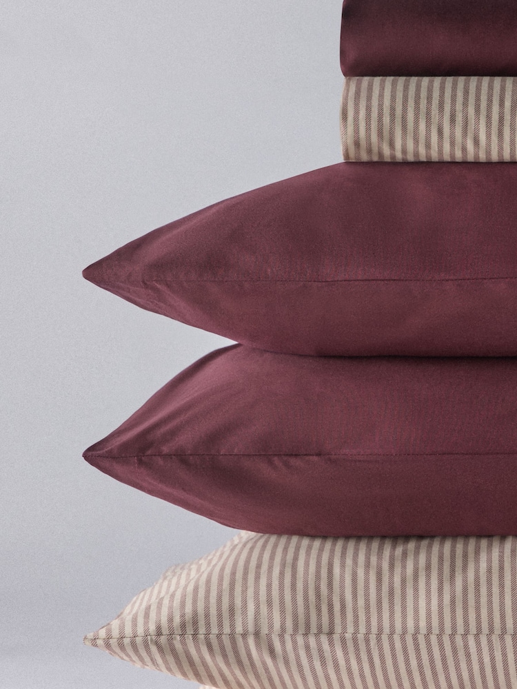 The Set Set of 2 Burgundy/Stripe Pillowcase and Fitted Sheet - Image 6 of 6 The Set Set of 2 Burgundy/Stripe Pillowcase and Fitted Sheet - Image 6 of 6