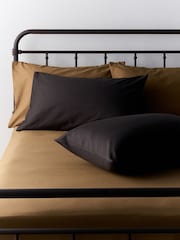 The Set 2 Pack Chocolate/Caramel Washed Cotton Fitted Sheets with Pillowcases - Image 1 of 6