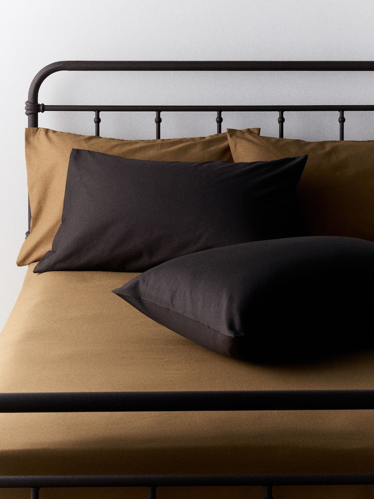 The Set 2 Pack Chocolate/Caramel Washed Cotton Fitted Sheets with Pillowcases - Image 1 of 6
