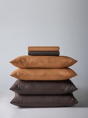 The Set 2 Pack Chocolate/Caramel Washed Cotton Fitted Sheets with Pillowcases - Image 5 of 6