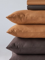 The Set 2 Pack Chocolate/Caramel Washed Cotton Fitted Sheets with Pillowcases - Image 6 of 6