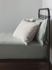The Set Set of 2 Green Gingham/Natural Pillowcase and Fitted Sheet - Image 2 of 6