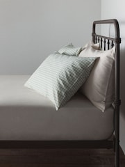 The Set Set of 2 Green Gingham/Natural Pillowcase and Fitted Sheet - Image 4 of 6