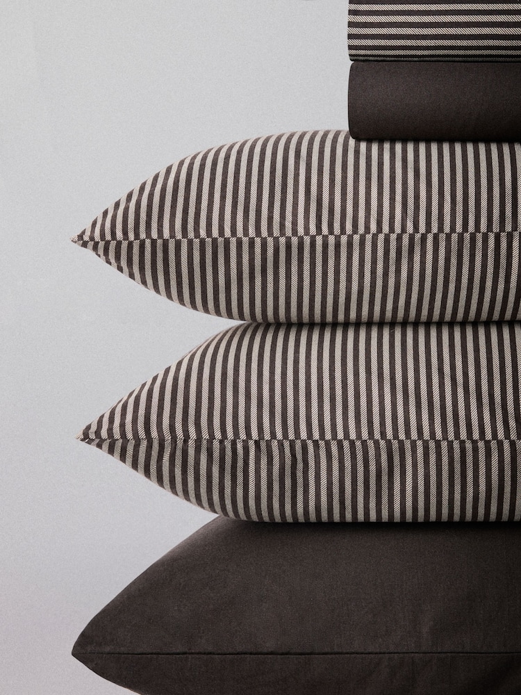 The Set Set of 2 Chocolate/Stripe Pillowcase and Fitted Sheet - Image 6 of 6