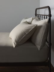 The Set 2 Pack Cream Washed Cotton Fitted Sheets with Pillowcases - Image 3 of 4