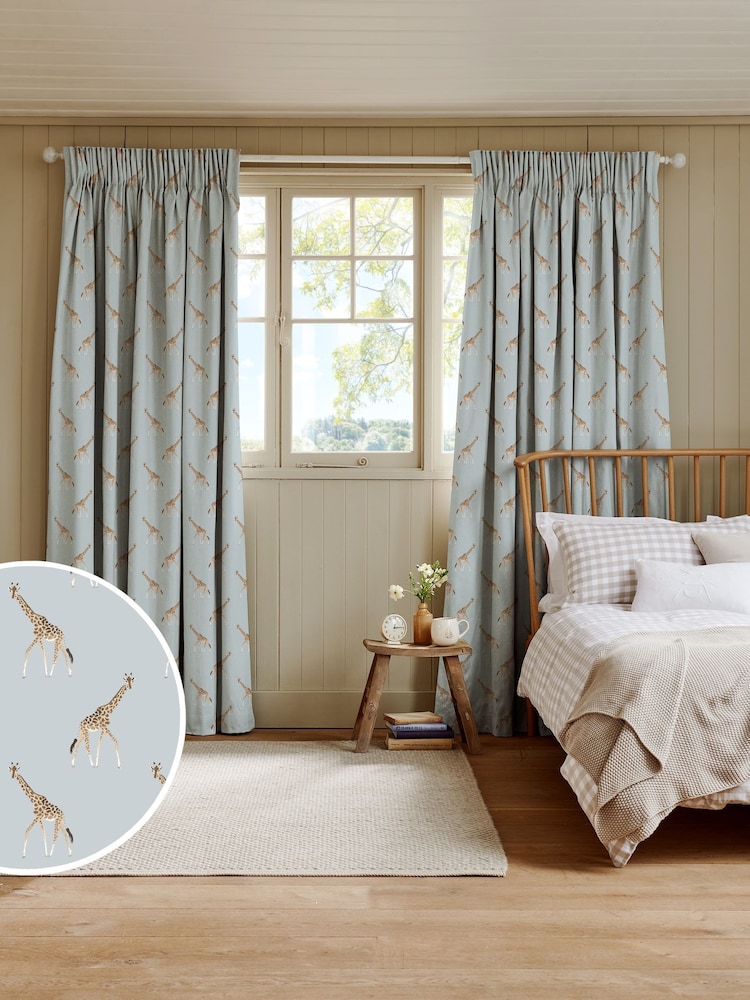 Sophie Allport Duck Egg Giraffe Made to Measure Curtains - Image 1 of 9 Sophie Allport Duck Egg Giraffe Made to Measure Curtains - Image 1 of 9