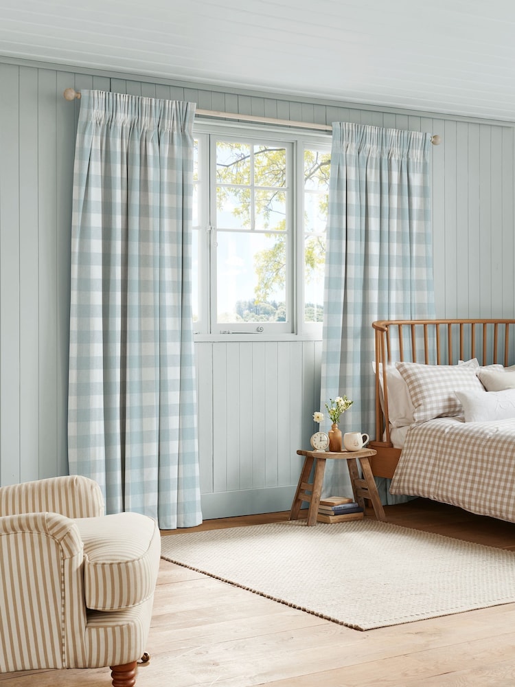 Sophie Allport Pale Blue Gingham Made to Measure Curtains - Image 2 of 9