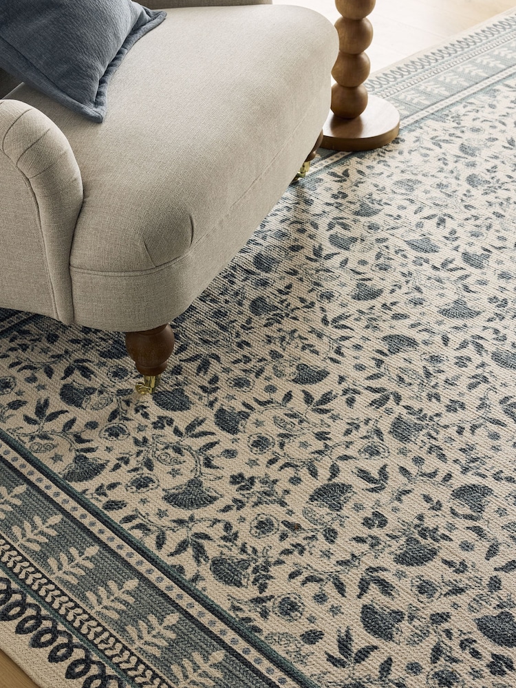 Blue Mabel Woodblock Rug - Image 2 of 5 Blue Mabel Woodblock Rug - Image 2 of 5