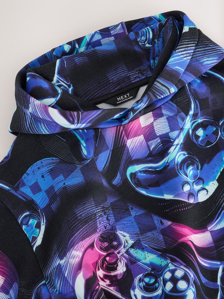 Blue/Black Digi Controller Regular Fit Older Graphic Print Hoodie (3-16yrs) - Image 4 of 4 Blue/Black Digi Controller Regular Fit Older Graphic Print Hoodie (3-16yrs) - Image 4 of 4