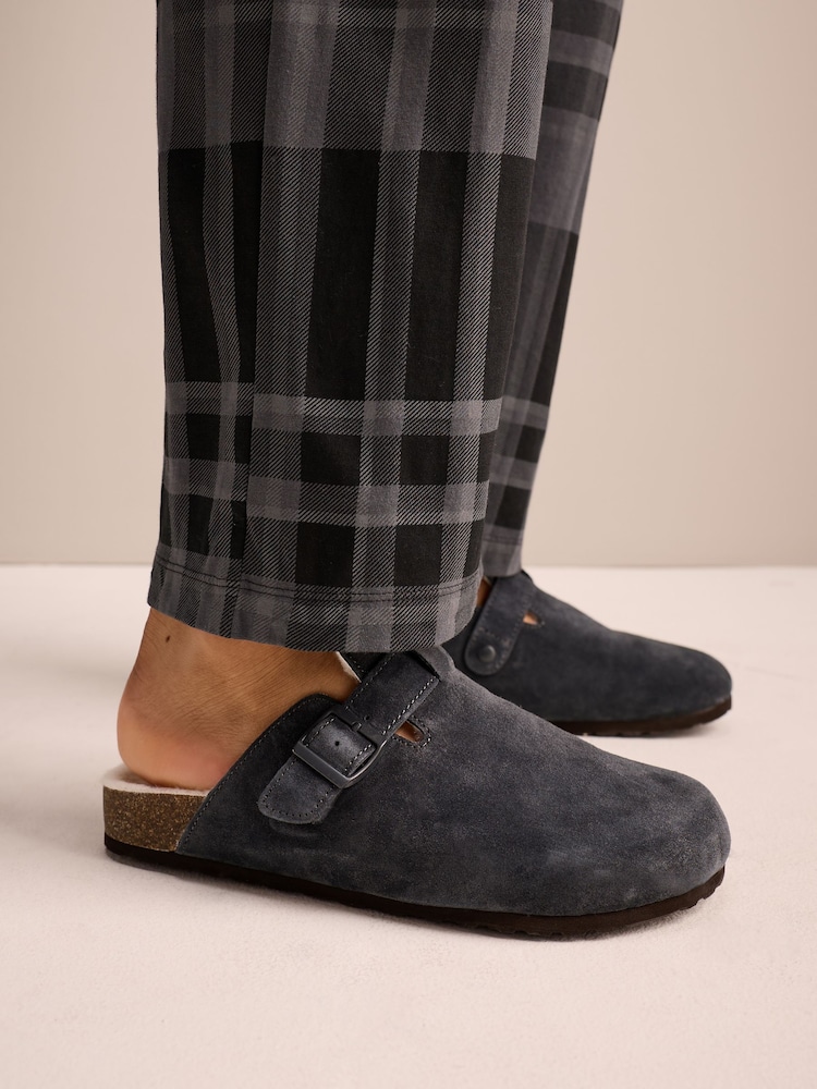 Grey Buckle Mule Suede Slippers - Image 1 of 9 Grey Buckle Mule Suede Slippers - Image 1 of 9