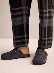Grey Buckle Mule Suede Slippers - Image 2 of 9